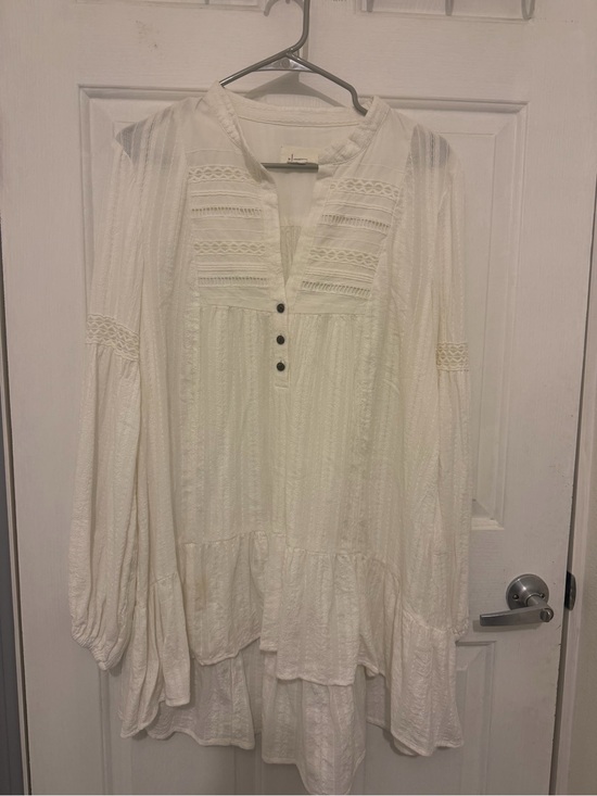 Anthropologie Dresses & Skirts - Anthropologie Cream Boho Lace-Trim Peasant Tunic